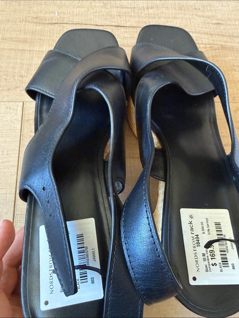 Vince Black Leather Crisscross Platform Slingback Sandal